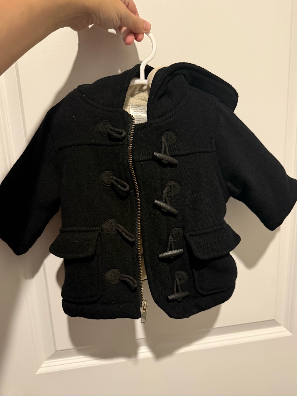 NWOT Gymboree Black Hooded Toggle Coat Jacket 6-12 Months